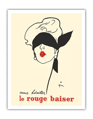 Kiss-Proof Lipstick (Le Rouge Baiser) - Vintage Advertising Poster Rene Gruau • $12.98