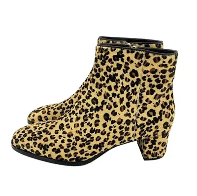 Via Spiga Cheetah Ankle Booties Calf Hair Leather Animal Print SZ 7.5 New SH30 • $89