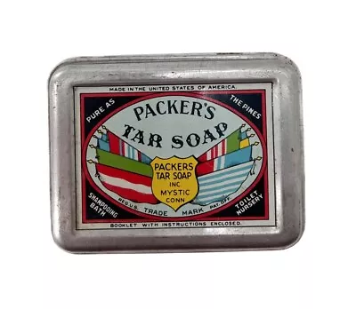 Vintage Packers Healing Tar Soap Empty Tin The Packer Mfg. Co. New York 3 X2  • $22