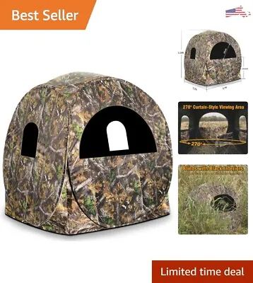 Roomy Hunting Blind: Spacious 360° View 2-3 Person Ground Deer Stand Pop Up Tent • $132.97