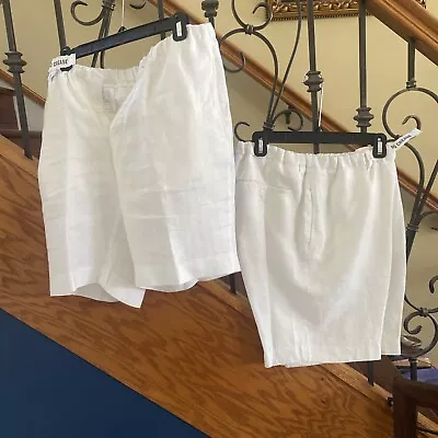 100% Capri Exciting Linen Bermuda Capri Shorts Sz 48 White Retail $518 • $150