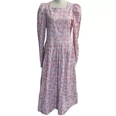 Laura Ashley Vintage 80s Square Neck Puff Sleeve Floral Midi Dress US Size 8 • $250