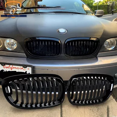 Pair Gloss Black Front Kidney Grill Grille For BMW E46 Coupe 330Ci LCI 2003-2006 • $32.98