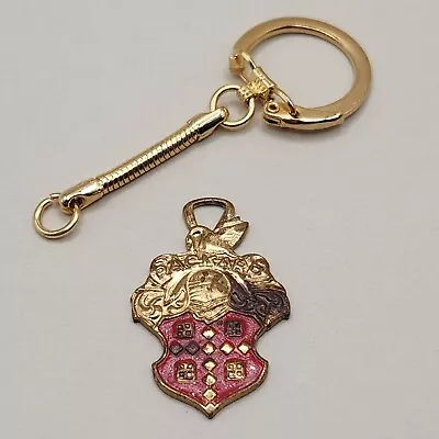 Vtg Packard Crest Shield Keychain Fob Swan Knight Gold Tone Red Key Chain READ • $19.95