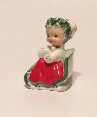 $15.50 • Buy Vintage Lefton Little Girl In Sled Salt Shaker Christmas  Japan