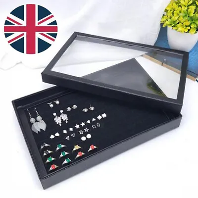 36/100 Slots Ring Earring Jewelry Display Organizer Box Tray Holder Storage Case • £6.98