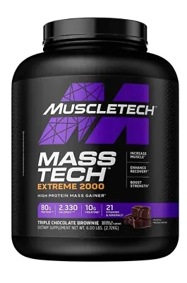 Mass Tech Extreme 2000 Triple Chocolate Brownie 6 Lbs (2.72 Kg) MuscleTech. • $39.99