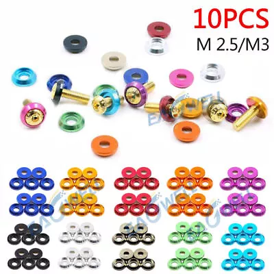 10PCS Aluminum Alloy M2.5 M3 Anodized Round Head Socket Cap Bolt Washers Gasket • $7.49