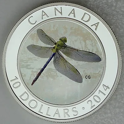 Canada 2014 $10 Green Darner Dragonflies #2 1/2 Oz. Pure Silver Hologram Coin • $90.99