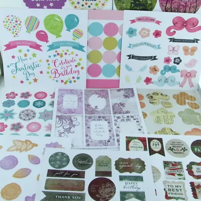 CLEARANCE  8 Sheets Of Craftwork Cards Die Cut Toppers & Sentiments Lucky Dip • £2.25