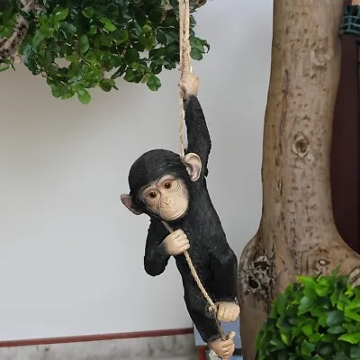 Climbing Monkey Garden Ornament Hanging Tree Animal Statue Outdoor Decoration • £24.99