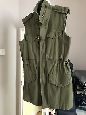 Ladies Premiun Denim Long Waistcoat Size Small Military Green • $37.89