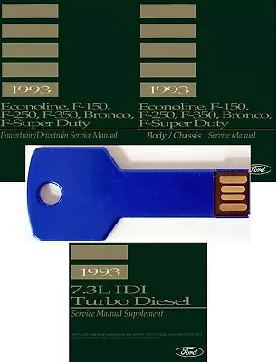 1993 Ford F150 F250 F350 Truck Econoline Bronco Shop Service Repair Manual USB • $41.55