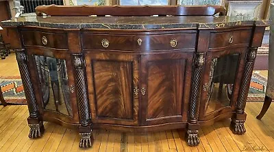 Henredon Natchez Collection Marble Top Carved Mahogany Buffet 20th C. H 39  W • $2900