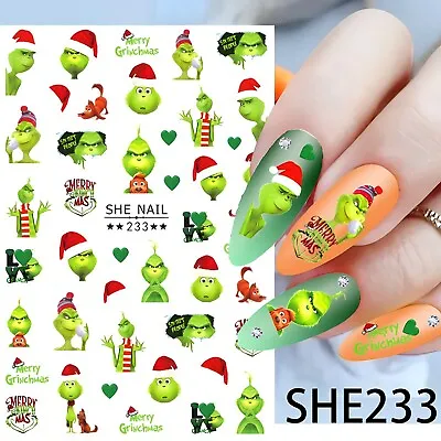 The Grinch That Stole Christmas Water Decal Nail Art Nail Stickers-SHE233 • $3
