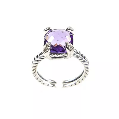 DAVID YURMAN Chatelaine Ring With Amethyst & Diamonds 11mm Sz 7 $650 NEW • $249.95