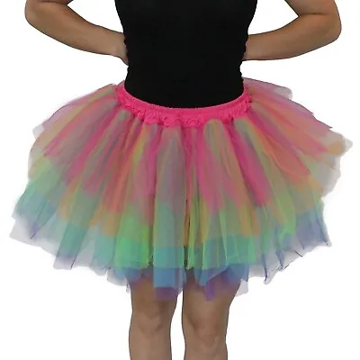 Rainbow Tulle Tutu Skirt Adult 80s Pride Mardi Gras Festival One Size Plus • $37.95