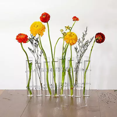 8Pcs/6Pcs Hinged Flower Vase Test Tube Vase Hinged Plant Holder Clear Table Vase • $21.56