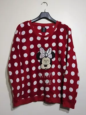 Disney Minnie Mouse Red Fluffy Lounge Wear Jumper Long Sleeve Large L • £0.99