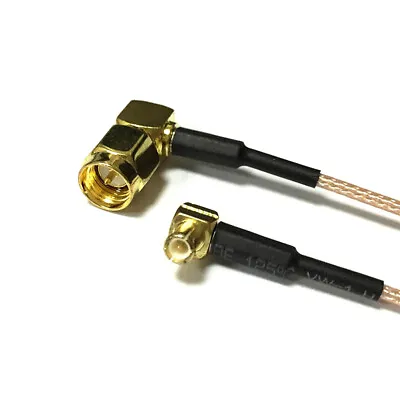 MCX Male RA Angle To SMA Male RA RF Cable Assembly RG178 Adapter 15cm 6inch • $2.62