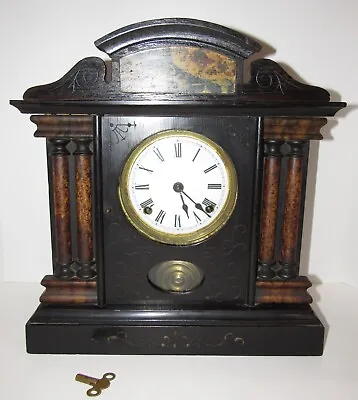 Antique E.N. Welch Ebonised Mantel Clock 8-Day Time/Strike Key-wind • $275