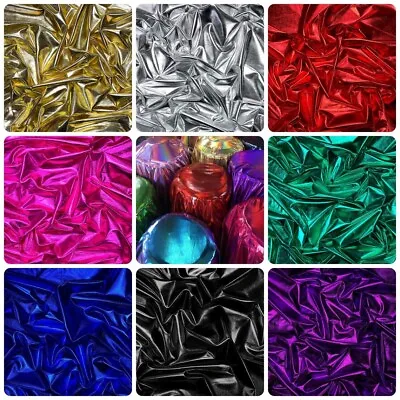 Premium Metallic Lycra Fabric 4Way Stretch Poly Spandex Shiny Dancewear Material • £2.50