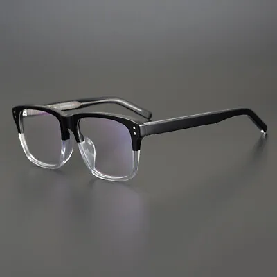 Large Square Acetate Glasses Frame For Fat Wide Head Men Black Eyeglasses Frames • $59.95