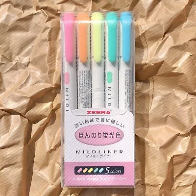 $10.95 • Buy Zebra - Mildliner Highlighter Marker Set Of 5 - Fluroescent - WKT7-5C - TRACKED