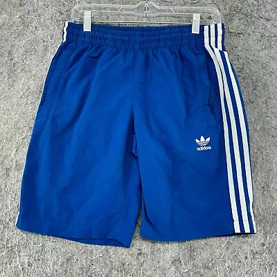 Adidas Shorts Mens Small Blue White Striped Mesh Lined Trefoil Logo Basketball • $4.95