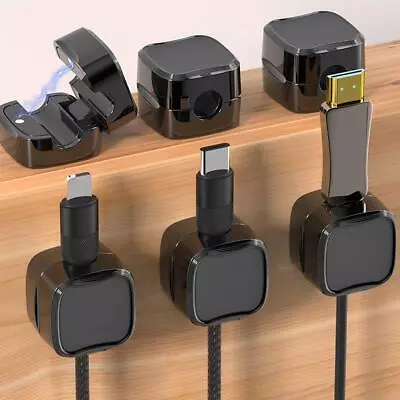 6× Magnetic Data Cable Organizer Adjustable Cord Holder Cable Management Keepers • £3.77
