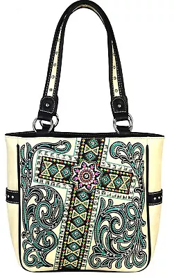 Montana West Handbag Purse Western Tote Shoulder Bag Colorful Embroidered Cross • $55