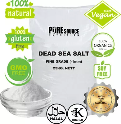 DEAD SEA SALT 25KG BAG | FCC Food Grade | Kosher Mineral Rich Natural Bath Salt • £22.99