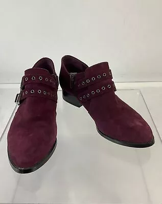 Vince Camuto Cosmika Burgundy Suede Double Strap Side Zip Pointed Booties 7.5 • $20