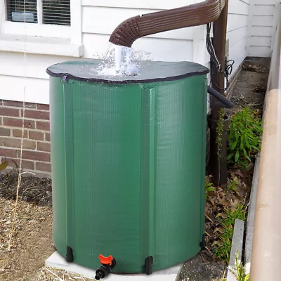 50Gal Filtrable Rain Barrel Portable Water Storage Tank Garden Water Collector • £26.59