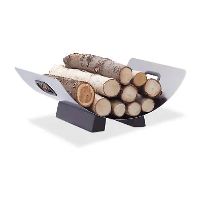 Stainless Steel Log Cradle Modern Firewood Basket Metal Log Carrier Holder • £46.90