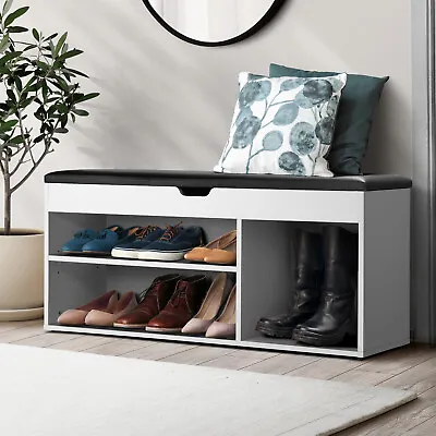 $71.19 • Buy Oikiture Shoe Cabinet Bench Shoe Storage Rack PU Padded Seat Organiser Shelf