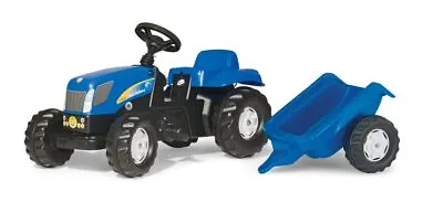 Rolly New Holland T7040 Tractor & Trailer Ride On Outdoor Garden Childrens Toy • £109.99