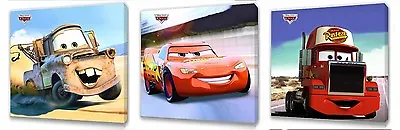 Disney Cars Kids Canvas Wall Art Plaque Pictures Set Of Three Pack 1 • £9.99