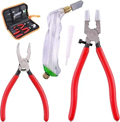 3Pcs Professional Glass Running Breaking Pliers And Glass Cutter Kit Heavy Duty • $44.35