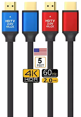 HDMI Cable 4K Premium High Speed Standard 2.0 Video Cord HDTV 5FT Red Blue Color • $3.38