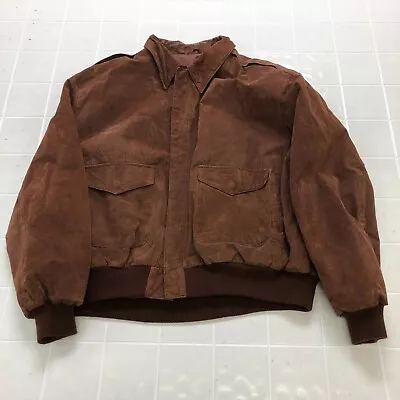 Vintage G111 Brown Long Sleeve Mid Length Zip Snap Leather Jacket Men Size XXL • $55