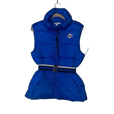 Wear By Erin Andrews Womens LA Rams Puffer Vest Blue Size Medium NFL Los Angeles • $63.16