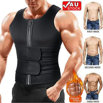Men Sweat Tank Top Sauna Suit Neoprene Vest Waist Trainer Body Shaper Gym Shirt • $8.95