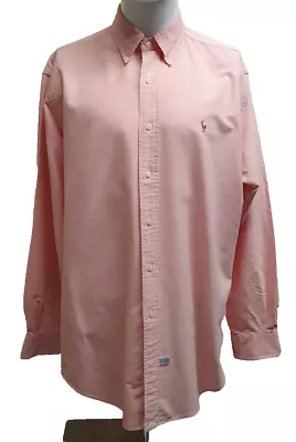 Ralph Lauren Shirt Mens 100% Cotton Pink Size 16.5” XL Tall • £14.49