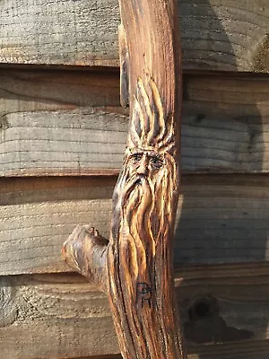 £19.99 • Buy Light Pull, Ornament, Xmas Present Green Man, Wood Spirit Face Hand Carved