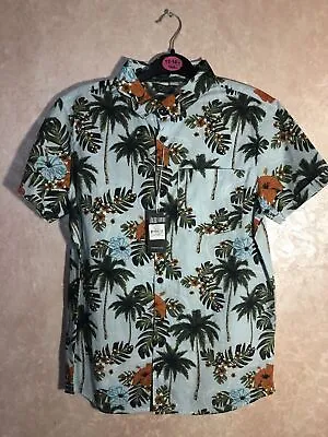 NEW High Quality Boys Teens Holiday Hawaiian Shirt Palm Tree Floral Top 12-18yrs • £7.85