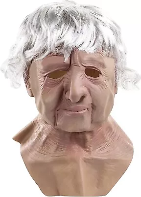 Realistic Granny Mask Latex Overhead Halloween Old Lady Woman Mask Accessory • £14.98