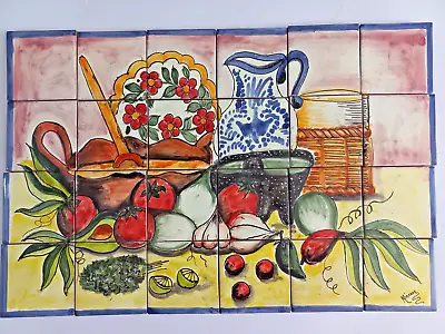 25  CERAMIC TILE MURAL Mexican Talavera Mosaic Hand Painted Backsplash • $149