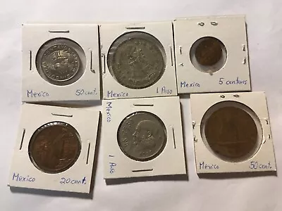 6 Vintage Mexican Mexico Coins: 1962 1 Peso Coin 1971 Un Peso Coin • $12