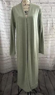 Free People Beach Green Long Maxi Duster Cardigan Sweater Size Small *flaw* • $18.99